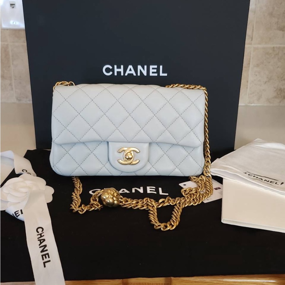 Chanel Light Gray Quilted Crossbody Bag